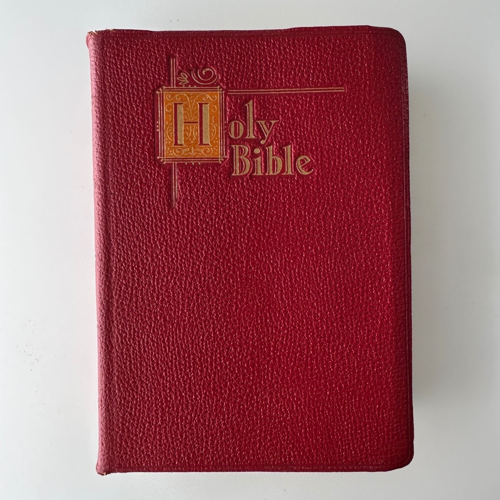 Vintage Catholic Bible Saint Joseph Illustrated Confraternity Genuine Leather